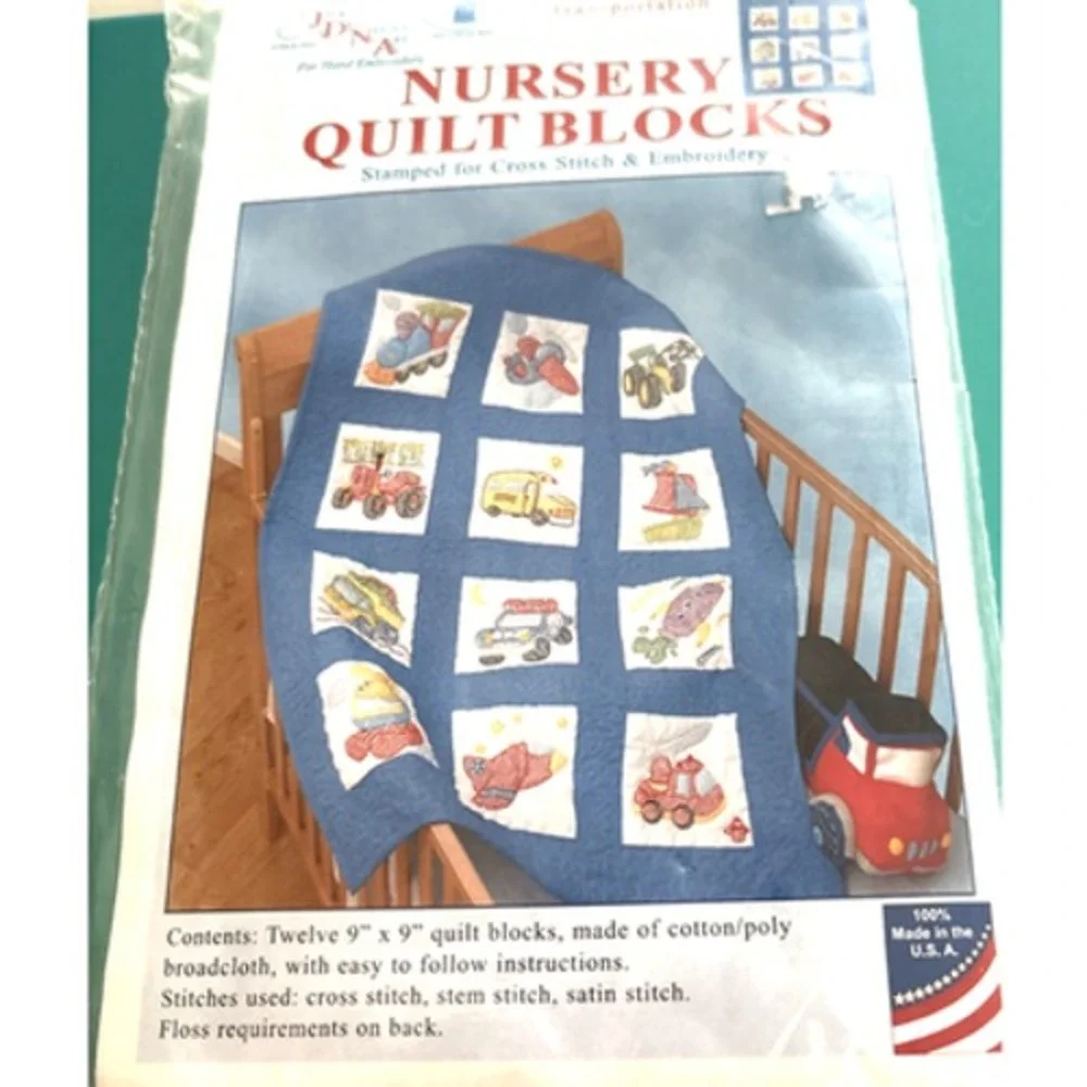 Jack Dempsey stamped white nursery quilt blocks 9